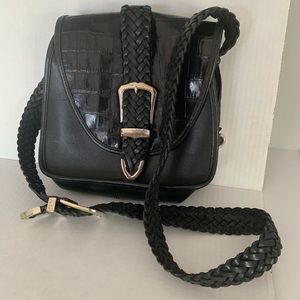 Brighton women’s black leather crossbody satchel purse
